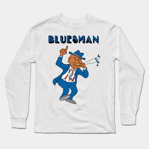 Bluesman Long Sleeve T-Shirt by AceToons